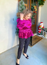 Load image into Gallery viewer, Holiday Spirit Berry Velvet Top
