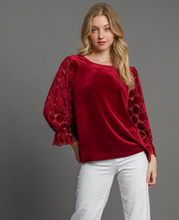 Load image into Gallery viewer, Like A Jewel Polka Dot Velvet Top in Wine