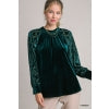 Load image into Gallery viewer, The Happiness of Christmas Forest Green Velvet &amp; Velvet Burnout Long Sleeve Top