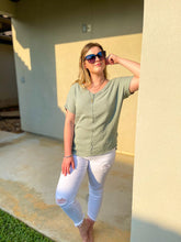 Load image into Gallery viewer, Slip into Summer  V-Neck Gauze Top in Sage Green