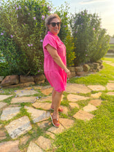 Load image into Gallery viewer, Shop The Day Away Hot Pink Button Down Dress