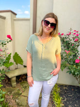 Load image into Gallery viewer, Slip into Summer  V-Neck Gauze Top in Sage Green
