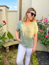 Load image into Gallery viewer, Slip into Summer  V-Neck Gauze Top in Sage