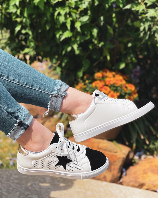 Reach For The Stars Black & White Star Sneakers