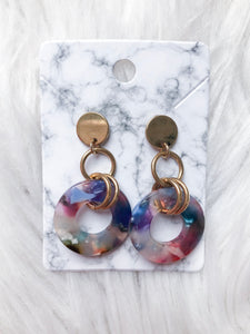 Inner Circle Acrylic Multicolored Drop Earrings