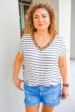Load image into Gallery viewer, stripe, black, white, comfy, basic, tee, t shirt, leopard, animal print, cute, easy