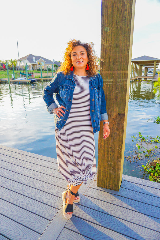 Leap Of Faith Striped Maxi Dress S