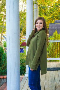 Free As Can Be Olive Waffle Knit Sweater Top