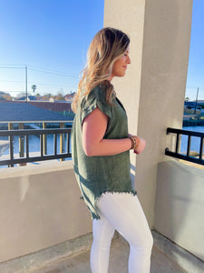 The Sweet Caroline Army Green Button Down Top