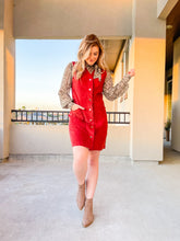 Load image into Gallery viewer, Burgundy Button Down Corduroy Dress