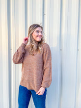 Load image into Gallery viewer, Coffee o’clock Camel Knit Sweater