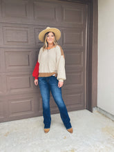 Load image into Gallery viewer, Orange &amp; Red Knit Colorblock Sweater