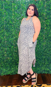 Yes You Can Gray Leopard Tank Maxi Dress