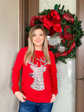 Load image into Gallery viewer, Rudolph Red Reindeer Leopard Knit Sweatshirt