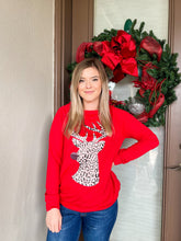 Load image into Gallery viewer, Rudolph Red Reindeer Leopard Knit Sweatshirt