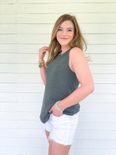 Load image into Gallery viewer, Just Go With It Olive Green Ribbed Tank