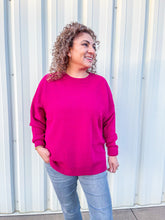 Load image into Gallery viewer, Thankful &amp; Blessed Magenta Waffle Knit Sweater
