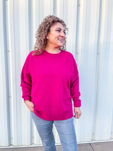 Thankful & Blessed Magenta Waffle Knit Sweater