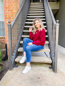 Cable Knit Burgundy Top