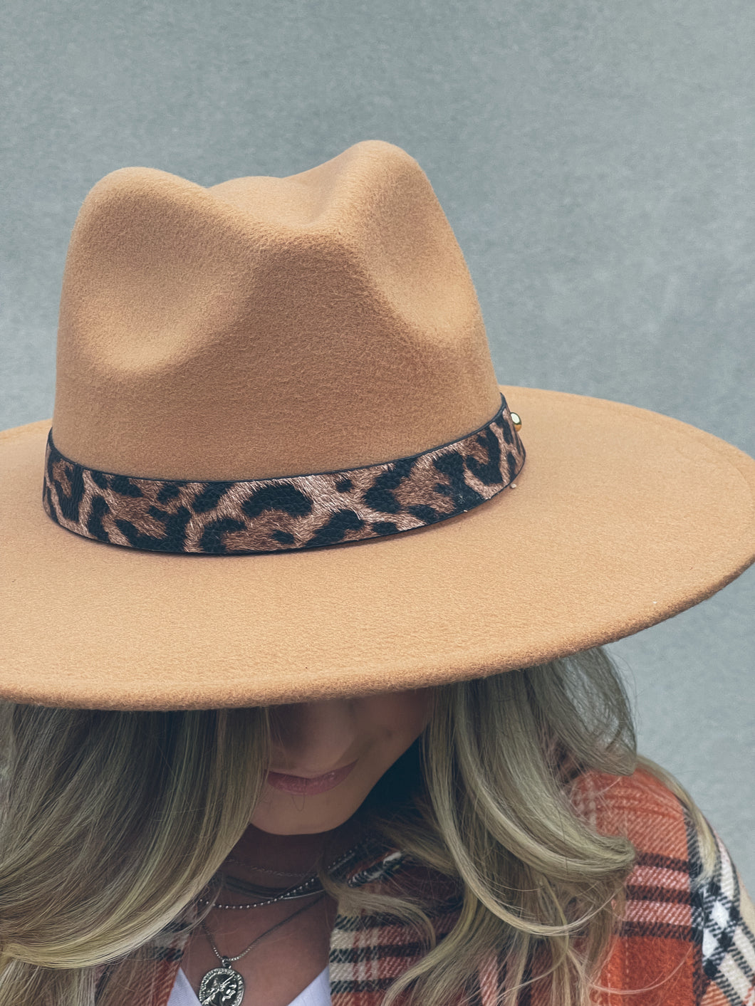 Leopard Band Felt Hat