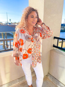 Spring Is Blooming Floral Button Down Top