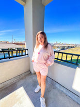Load image into Gallery viewer, Why Not Blush Pink Lounge Shorts with Drawstring