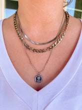 Load image into Gallery viewer, Silver Layered Necklace- Chain, Coin, Herringbone