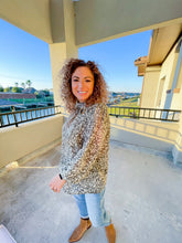 Load image into Gallery viewer, Leopard Print Olive High Neck Blouse