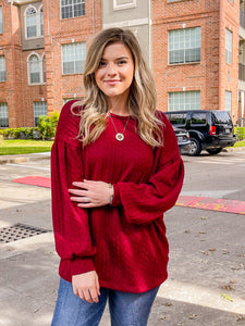 Cable Knit Burgundy Top