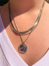 Load image into Gallery viewer, Silver Layer Necklace with Chain, Herringbone, Round Coin w/ Lady