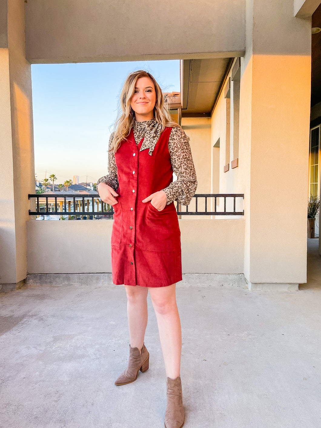 Burgundy Button Down Corduroy Dress