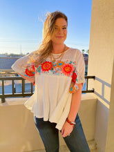 Load image into Gallery viewer, Señorita I Need A Margarita Floral Embroidery Top
